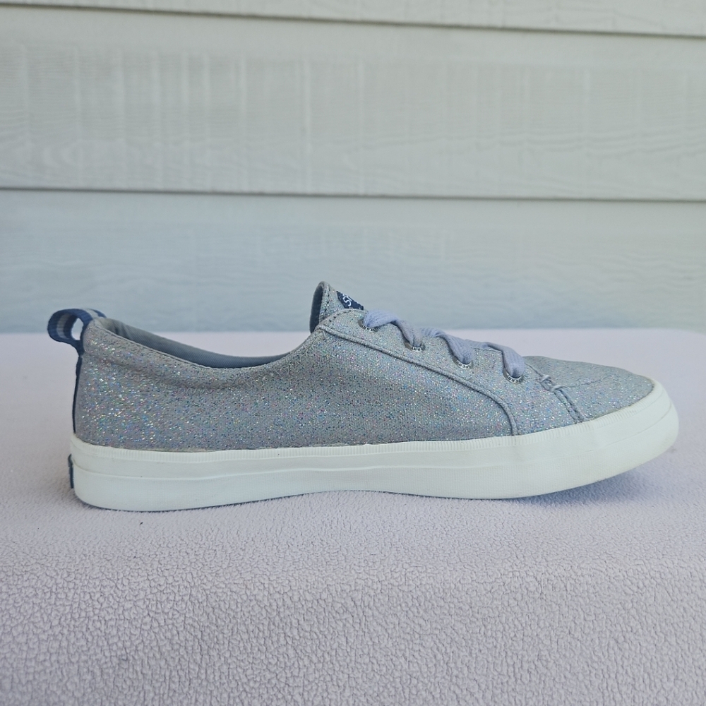 Sperry Top-Sider Crest Vibe Sneaker Women SZ 8.5 Grey Canvas Sparkle Low Boat - Picture 4 of 12